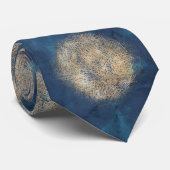 Modern Abstract Blue Gold Neck Tie ネクタイ (ロール)