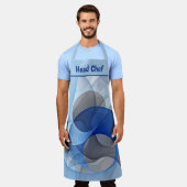 Modern Abstract Blue Gray Fractal Art Graphic エプロン (着用した状態)