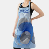 Modern Abstract Blue Gray Fractal Art Graphic エプロン (インサイチュ)