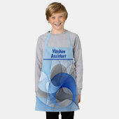 Modern Abstract Blue Gray Fractal Art Graphic エプロン (着用した状態)