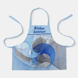 Modern Abstract Blue Gray Fractal Art Graphic エプロン