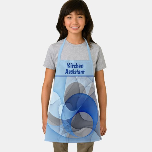 Modern Abstract Blue Gray Fractal Art Graphic エプロン (インサイチュ)