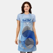 Modern Abstract Blue Gray Fractal Art Graphic エプロン (着用した状態)