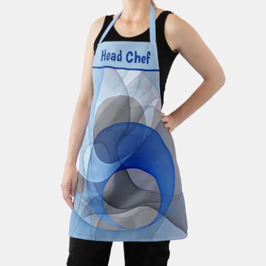 Modern Abstract Blue Gray Fractal Art Graphic エプロン (インサイチュ)