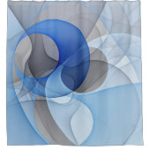 Modern Abstract Blue Gray Fractal Art Graphic シャワーカーテン (正面)