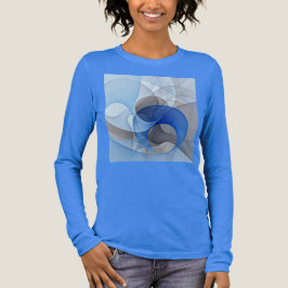 Modern Abstract Blue Gray Fractal Art Graphic トライブレンドＴシャツ