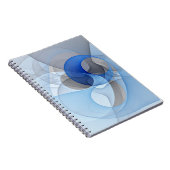 Modern Abstract Blue Gray Fractal Art Graphic ノートブック (右側)