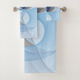 Modern Abstract Blue Gray Fractal Art Graphic バスタオルセット