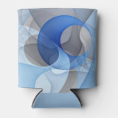 Modern Abstract Blue Gray Fractal Art Graphic 缶クーラー (正面)
