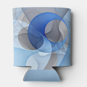 Modern Abstract Blue Gray Fractal Art Graphic 缶クーラー (裏面)