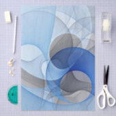 Modern Abstract Blue Gray Fractal Art Graphic 薄葉紙 (クラフト)