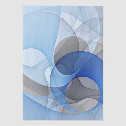 Modern Abstract Blue Gray Fractal Art Graphic 薄葉紙 (正面)