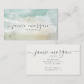 Modern Abstract Blue Green Watercolor Shapes 名刺 (正面/裏面)