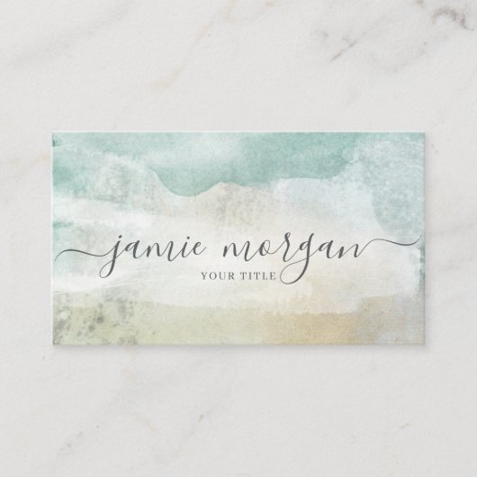 Modern Abstract Blue Green Watercolor Shapes 名刺 (正面)