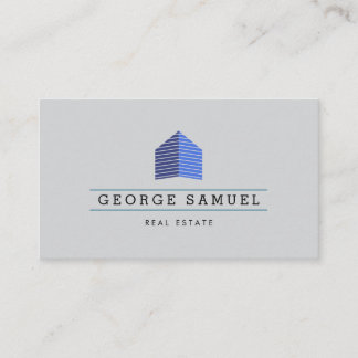 Modern Abstract Blue Home Logo Realtor Ash Black  名刺