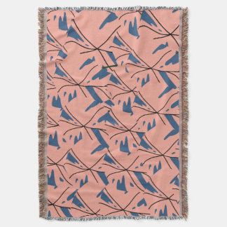 Modern Abstract Blue & Pink Geometric Pattern Flee スローブランケット