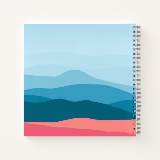 Modern Abstract Blue Pink Mountains Personalised ノートブック (裏面)