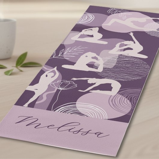 Modern Abstract Boho Aesthetic Purple Yoga Pose ヨガマット