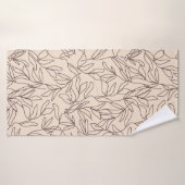 Modern abstract boho line art leaves pattern バスタオル (バスタオル)