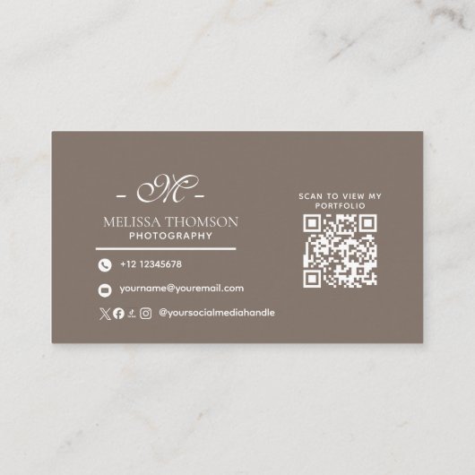 Modern Abstract Boho Neutral Beige Professional  名刺 (裏面)