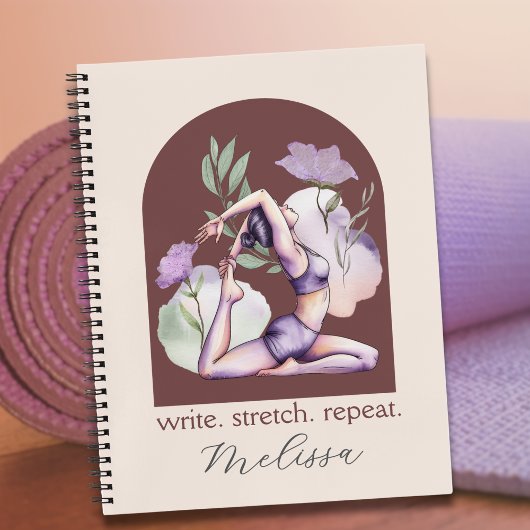 Modern Abstract Boho Purple Yoga Pose  ノートブック
