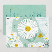 Modern Abstract Botanical Seaside Daisy 招待状 (正面/裏面)