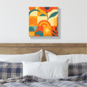 Modern Abstract Botanical Wall Art キャンバスプリント (インサイチュ (寝室))