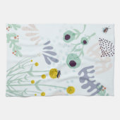 Modern Abstract Botanical Yellow Billy Button  キッチンタオル (横)