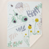 Modern Abstract Botanical Yellow Billy Button シェルパブランケット (正面)