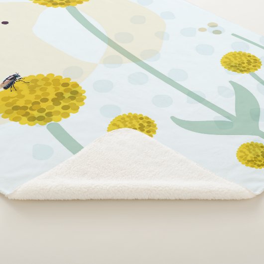 Modern Abstract Botanical Yellow Billy Button シェルパブランケット (3/4)