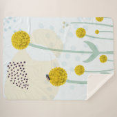 Modern Abstract Botanical Yellow Billy Button シェルパブランケット (正面(横))