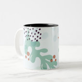 Modern Abstract Botanical Yellow Billy Button ツートーンマグカップ (正面左)