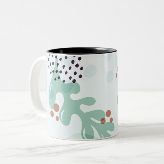 Modern Abstract Botanical Yellow Billy Button ツートーンマグカップ (正面左)