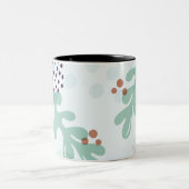 Modern Abstract Botanical Yellow Billy Button ツートーンマグカップ (中央)