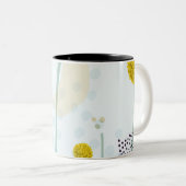 Modern Abstract Botanical Yellow Billy Button ツートーンマグカップ (正面右)