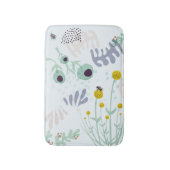 Modern Abstract Botanical Yellow Billy Button バスマット (正面縦)