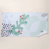 Modern Abstract Botanical Yellow Billy Button ビーチタオル (正面)