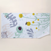 Modern Abstract Botanical Yellow Billy Button ビーチタオル (正面)