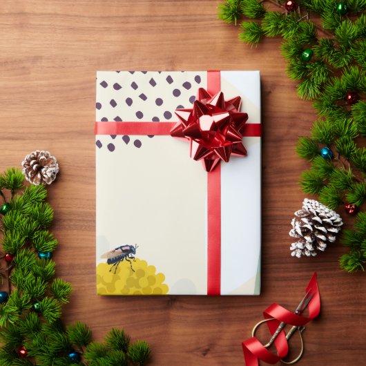 Modern Abstract Botanical Yellow Billy Button ラッピングペーパー (クリスマスギフト)