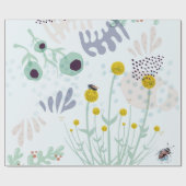 Modern Abstract Botanical Yellow Billy Button ラッピングペーパー (フラット)