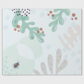 Modern Abstract Botanical Yellow Billy Button ラッピングペーパー (フラット)