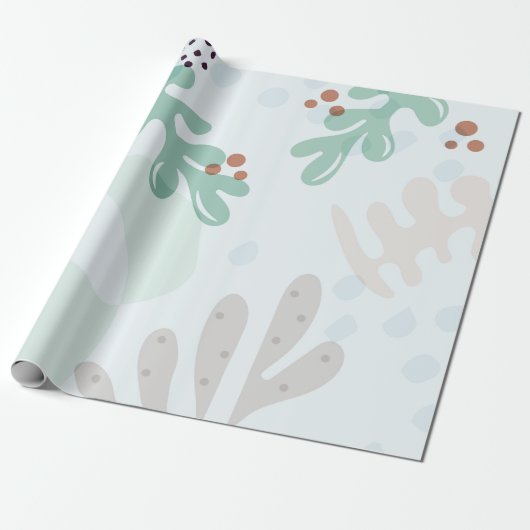 Modern Abstract Botanical Yellow Billy Button ラッピングペーパー (アンロールド)