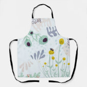 Modern Abstract Botanical Yellow Billy Button Apro エプロン (正面)