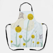 Modern Abstract Botanical Yellow Billy Button Apro エプロン (正面)