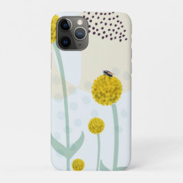 Modern Abstract Botanical Yellow Billy Button iPhone 11 Proケース