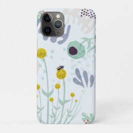 Modern Abstract Botanical Yellow Billy Button iPhone 11 Proケース