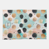 Modern Abstract Brushstroke & Polka Dot Pattern キッチンタオル (横)