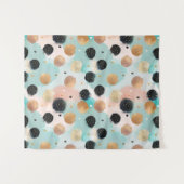 Modern Abstract Brushstroke & Polka Dot Pattern タペストリー (正面(横))