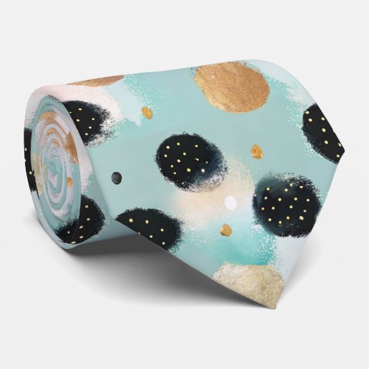 Modern Abstract Brushstroke & Polka Dot Pattern ネクタイ (ロール)