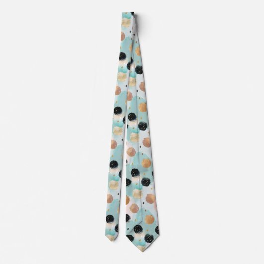 Modern Abstract Brushstroke & Polka Dot Pattern ネクタイ (裏面)